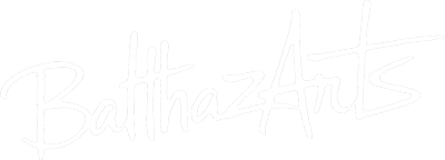 Balthazarts billedkunst, print på lærred som billeder til væggen Billedet viser ordet "BatthazArts" skrevet med en stiliseret hvid skrifttype på en lys baggrund. Flotte billeder som akustikpanel